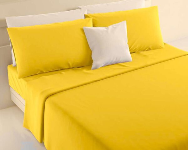 lenzuola gialle in puro cotone per letto matrimoniale