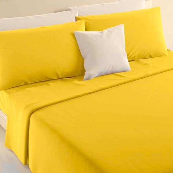 lenzuola gialle in puro cotone per letto matrimoniale